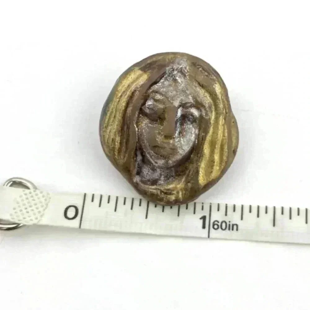 VTG Woman Abstract Pin Jewelry Handmade Gold Silver Lady Head Face Unique - Picture 4 of 7